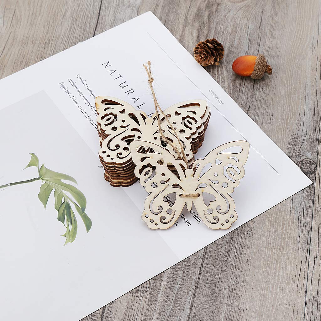 Natural Wood Slices Unfinished Wood 10pcs Laser Cut Wood Butterfly Embellishment Wooden Shape Craft Wedding Decor Misright