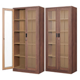 PEUKC Display Cabinet with Glass Doors, Curio Cabinets with 4 Adjustable Shelves, Locking Glass Cabinet Display Case for Home, Office, Clinic, PEUKC