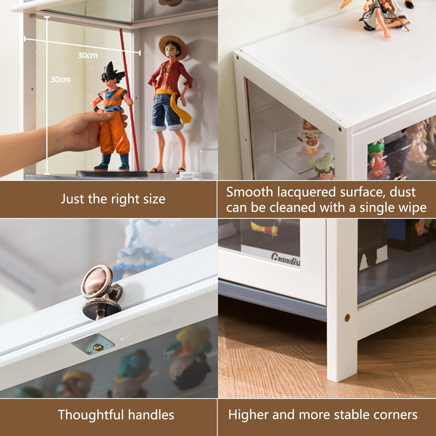 Stranthother 4-Tier Bamboo & Acrylic Curio Display Cabinet for Collectibles Stranthother