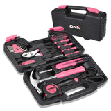 DNA MOTORING 39-Piece Household Tool Set General Repair Small Hand Tool Kit Storage Case for Home Garage Office College Dormitory Use, Pink, DNA MOTORING