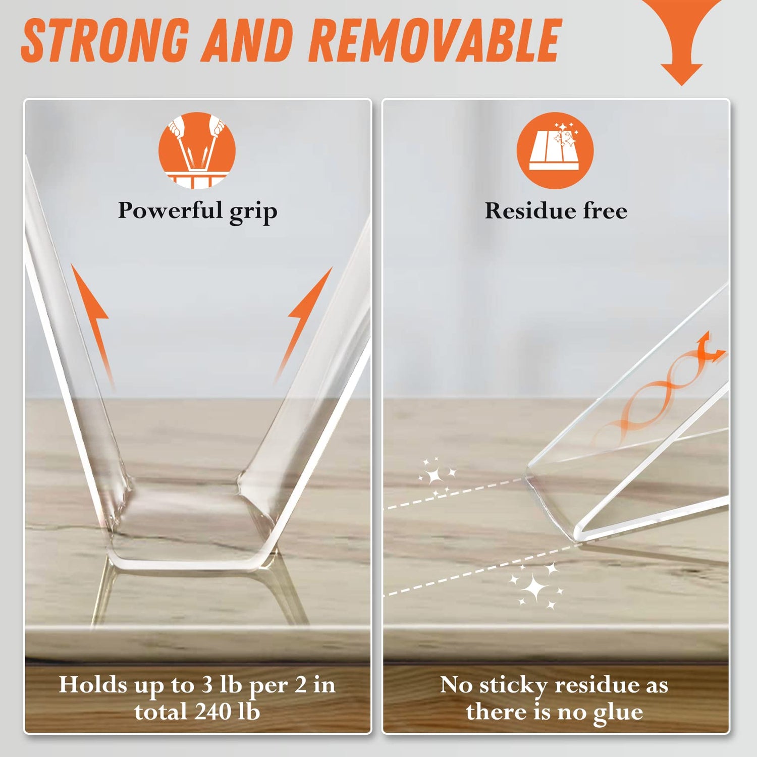 Extra Large Double Sided Tape Heavy Duty Removable 1.18 Inch x 160 Inch, Clear & Tough Nano Tape, Multipurpose Mounting Tape Picture Hanging Strips Wotec