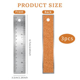 3 Pieces 6 Inch Metal Ruler Stainless Steel Rulers with Cork Backing Non Slip Straight Edge Ruler with Inch and Centimeters for School Office Drawing Mozeat Lens
