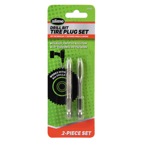 Slime 20501 Tire Plug Drill Bit Kit, All Drills Compatable, Easiest Tire Plug Option, (2-Piece Set) Slime