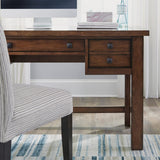Home Styles Tahoe Aged Maple Executive Writing Desk with Two Accessory Drawers on Each Side, Drop-Down Center Drawer, Keyboard Tray, and Antiqued homestyles