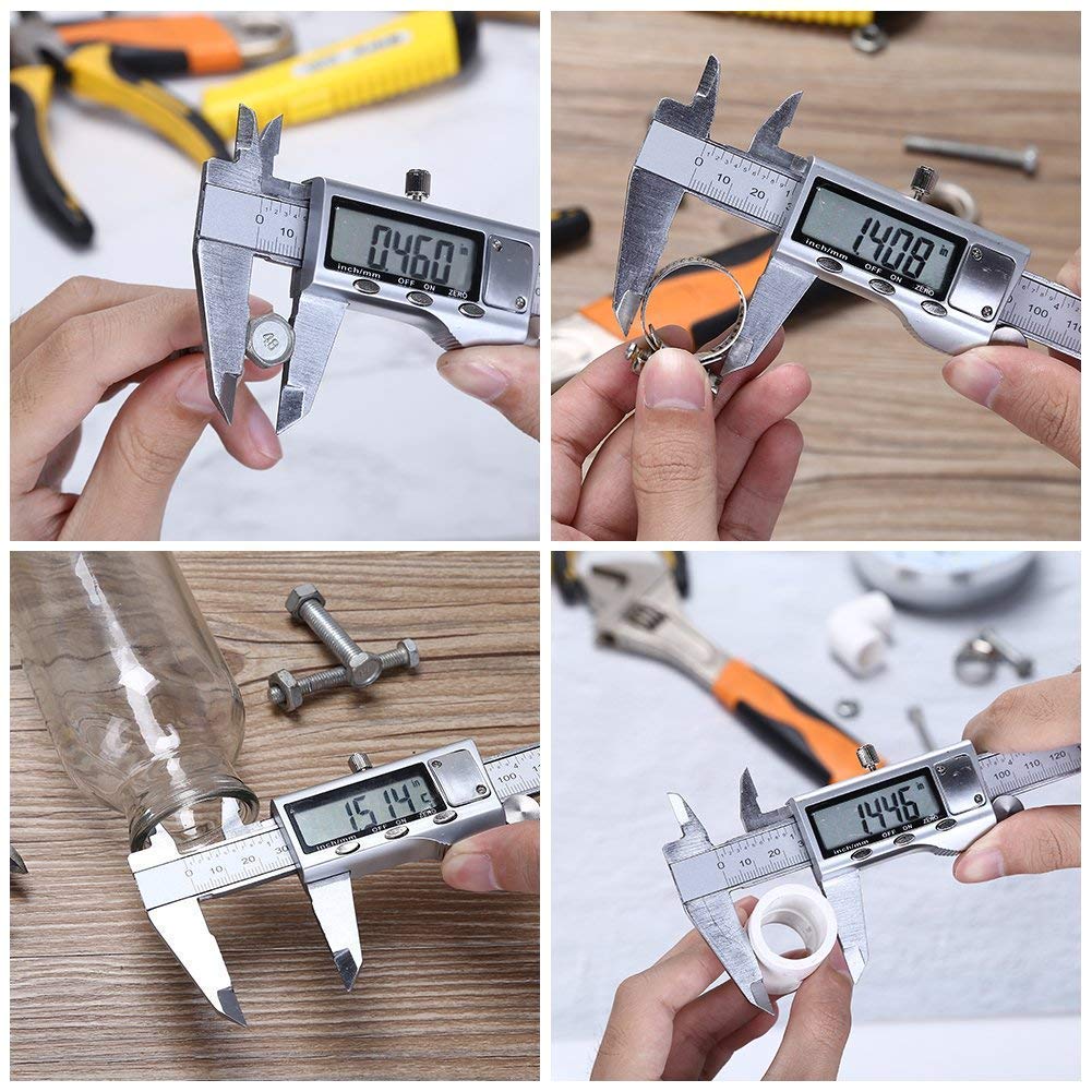 Electronic Digital Vernier Caliper, LOUISWARE Stainless Steel Caliper 150mm/0-6 inch Measuring Tools with Extra-Large LCD Screen, inch/Metric - WoodArtSupply