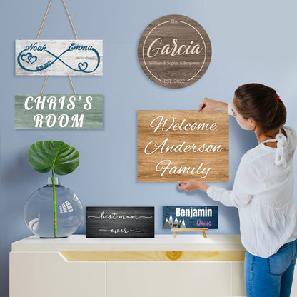 Custom Wood Signs Personalized Family Name Sign for Home Decor Customized Wooden Name Plaques Board with Text for Wall Art Door Kitchen Farmhouse