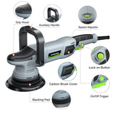 WORKPRO Buffer Polisher, 6-inch 1080W Dual Action Random Orbital Polish Kit for Car Detailing, 6 Variable Speed DA Polisher with Backing/Woolen/Foam WORKPRO