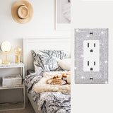Gaocai 1 Pcs Shiny Silver Rhinestones Outlet Covers Wall Plate Single Toggle Decorative Switch Plates And Outlet Covers Rhinestones Light Switch Gaocai