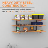 Lumber Rack Wall Mount, Lumber Storage Rack, Heavy Duty Wood Storage Racks with 9-Level System, 1080 lb Durable Garage Wood Organizer, Orange Lumber Riciakik