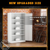 Greenvelly Metal Locking Storage Cabinet, 72" with Doors and 4 Shelves, Large Steel Tall Lockable Tool, Office Cabinet with Lock and 2 Keys for Home, Greenvelly