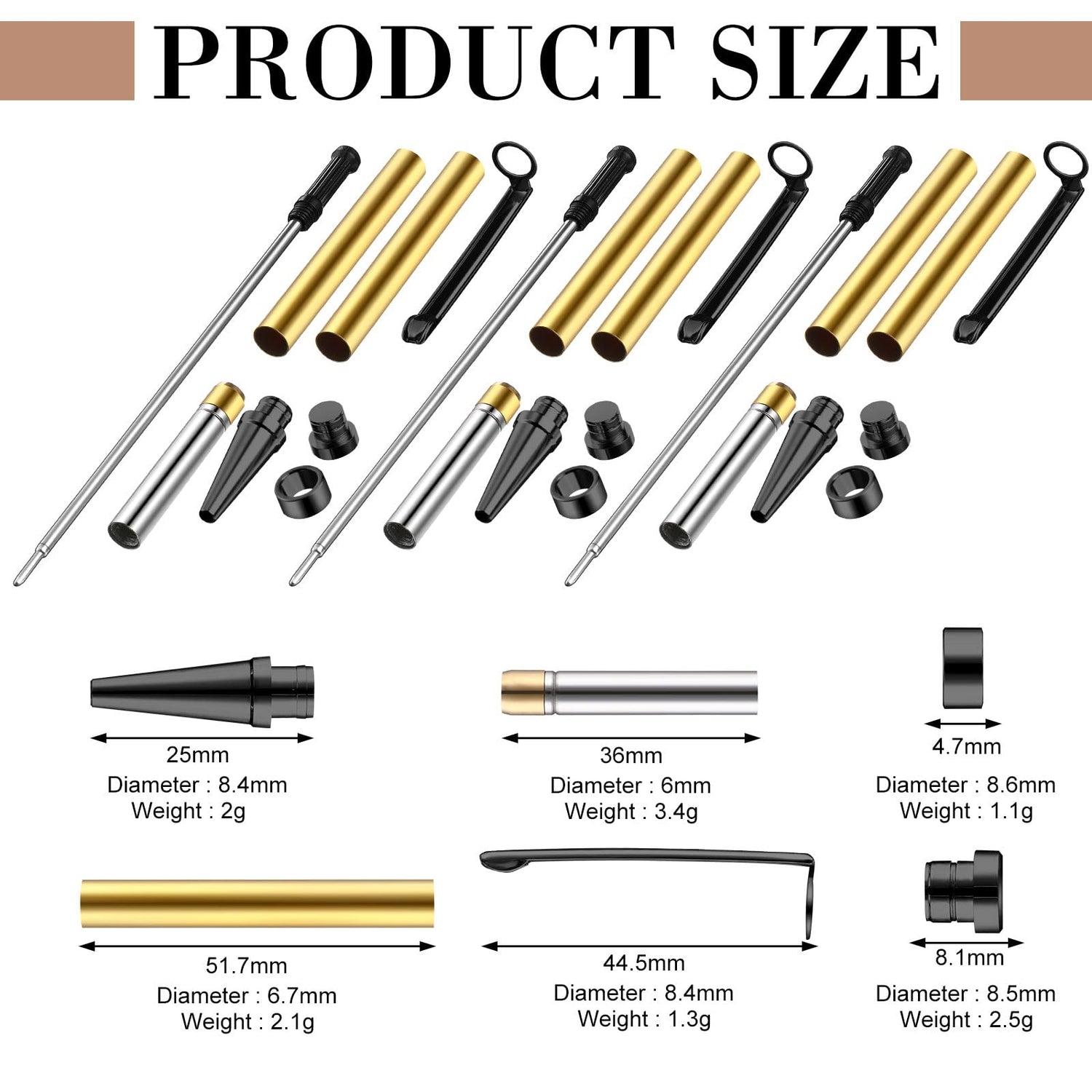 Colarr 10 Pcs Pen Kits for Wood Turning 7mm Slimline Pen Twist Pen Kit with Refill Lathe Turning Supplies for Making Pen Office Classroom Supplies Colarr