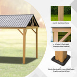 Domi 12’x14’ Hardtop Gazebo Outdoor Aluminum Gazebo with Galvanized Steel Gable Roof for Lawn and Garden(Wood-Looking) domi outdoor living