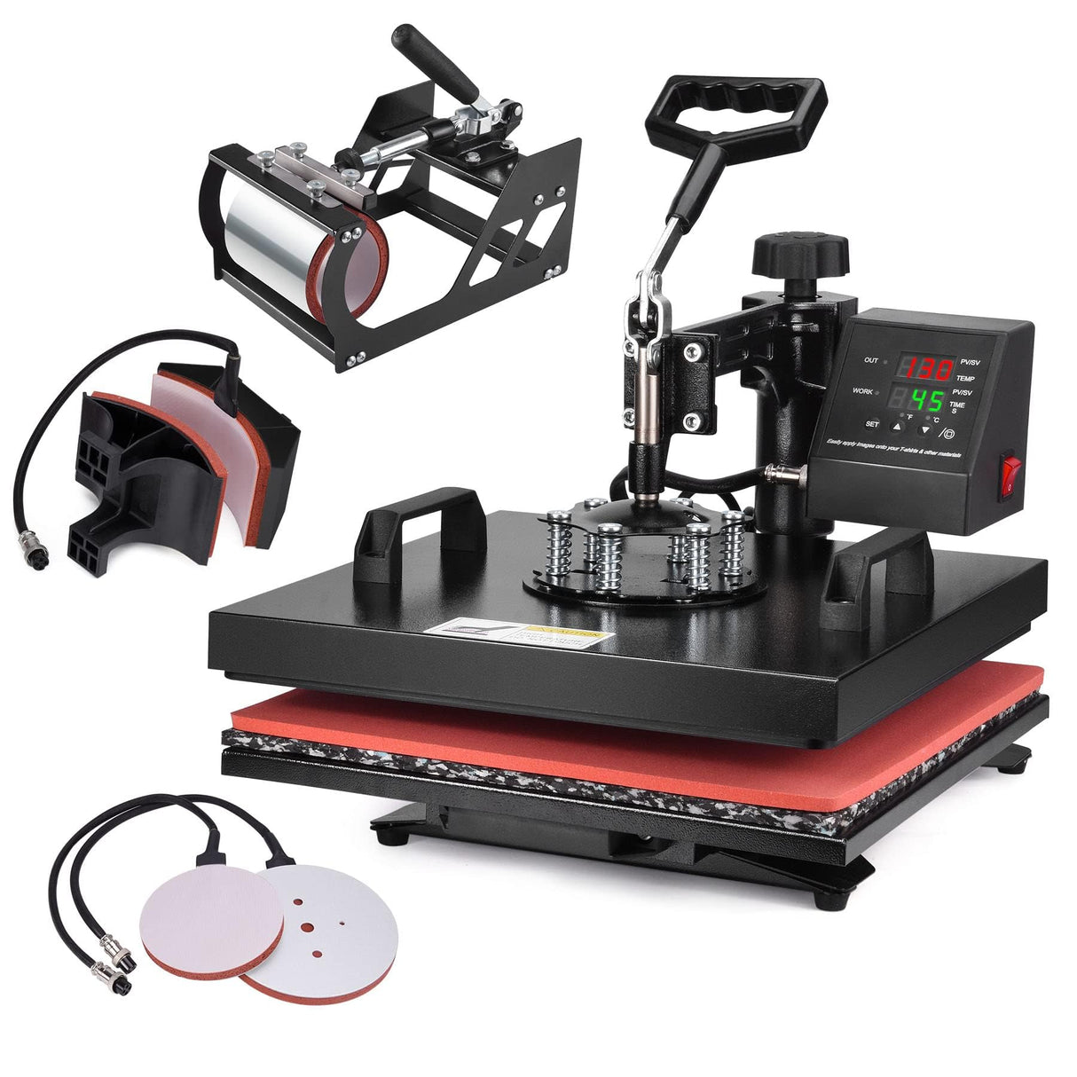 Slendor Heat Press 15x15 Inch 5 in 1 Heat Press Machine 360-Degree Swing Away Digital T Shirt Pressing Machine Multifunction Heat Transfer Slendor