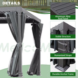 MELLCOM Louvered Pergola 12x20, Aluminum Pergola with Adjustable Louvered Roof, Outdoor Pergola with Waterproof Curtains and Nets, Gray MELLCOM