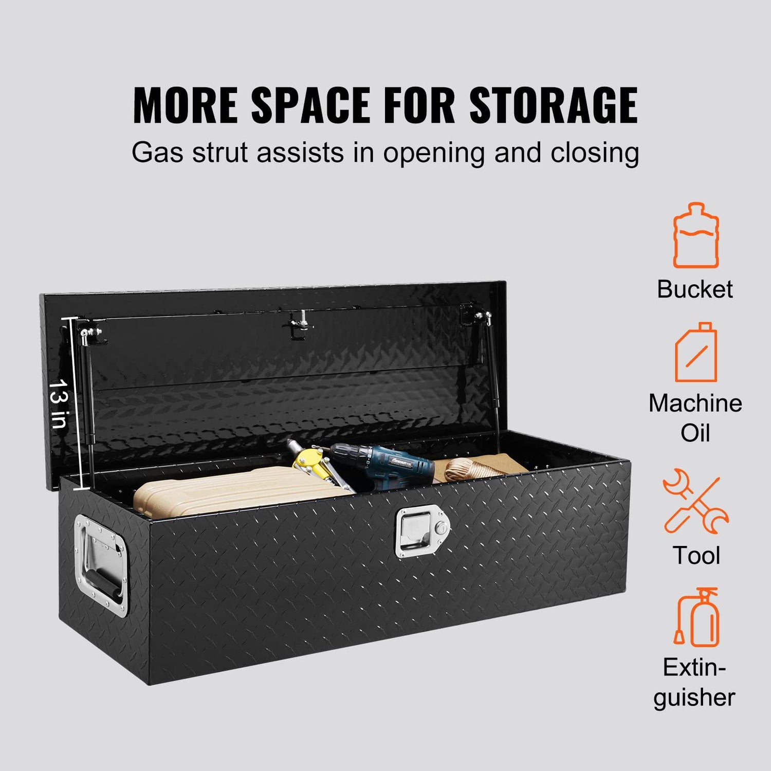 VEVOR Heavy Duty Aluminum Truck Bed Tool Box, Diamond Plate Tool Box with Side Handle and Lock Keys, Storage Tool Box Chest Box Organizer for Pickup, VEVOR