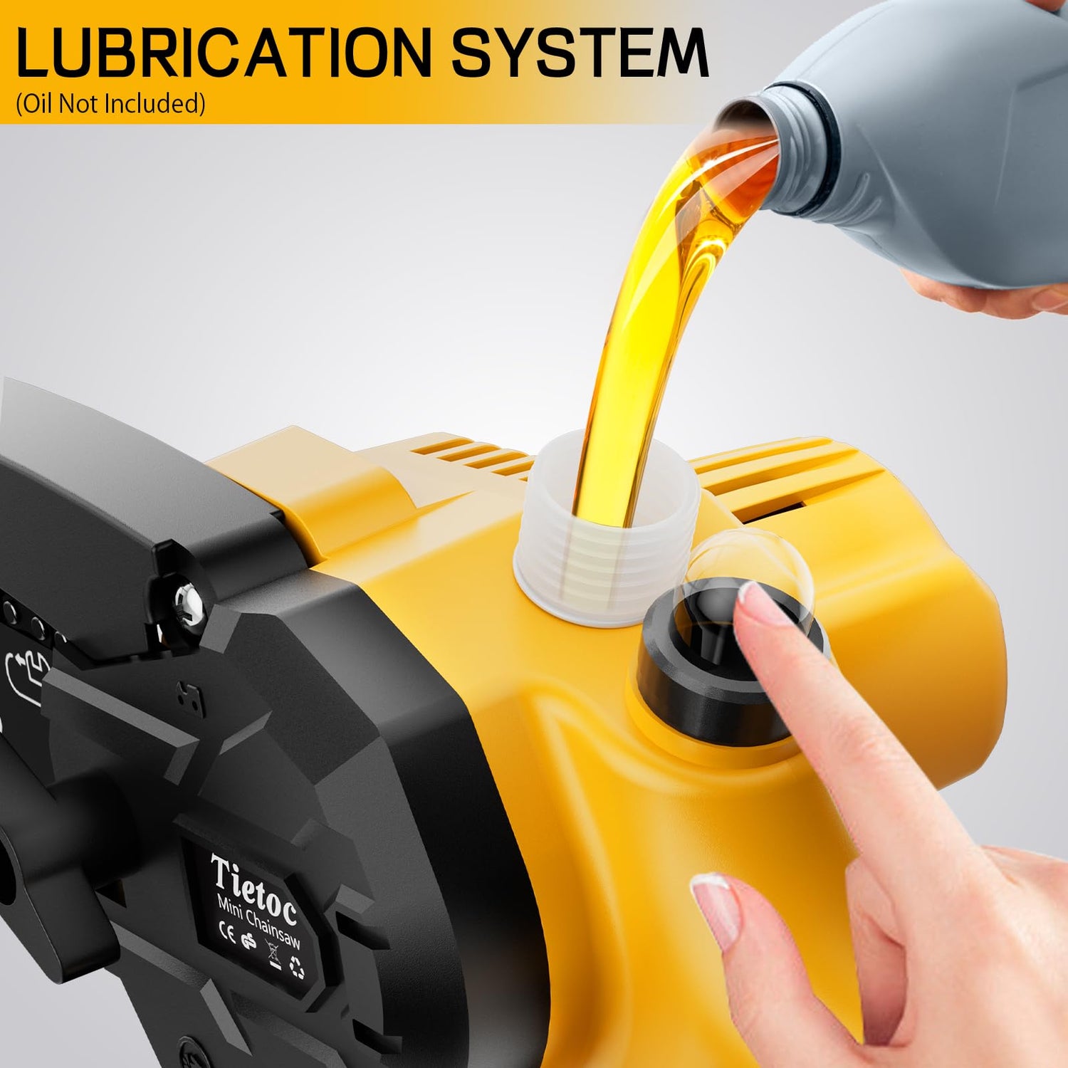 tietoc Mini Chainsaw Cordless, 6 Inch Mini Chain Saw Cordless With Security Lock [Seniors Friendly], Super Handheld Chain Saws Battery Powered With tietoc