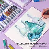 LIGHTWISH Professional Watercolor Paint Tube Set Artist Grade, 9 ML 24 Vivid Colors Art Supplies, Premium Non Toxic Water Colors Paint for Adults, LIGHTWISH