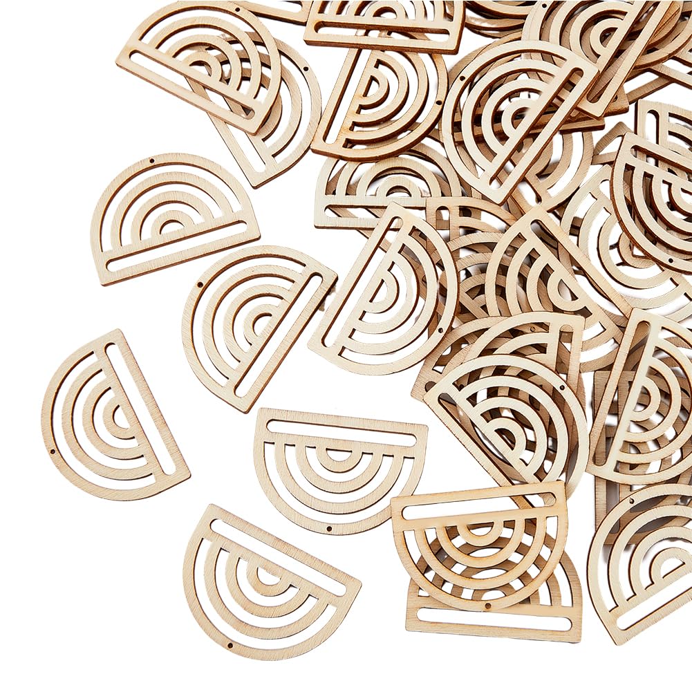 SUPERFINDINGS 100Pcs Macrame Earring Blanks Wood Earring Findings Rainbow Unfinished Earrings Pendants for Women DIY Craft Necklaces Earrings Jewelry SUPERFINDINGS