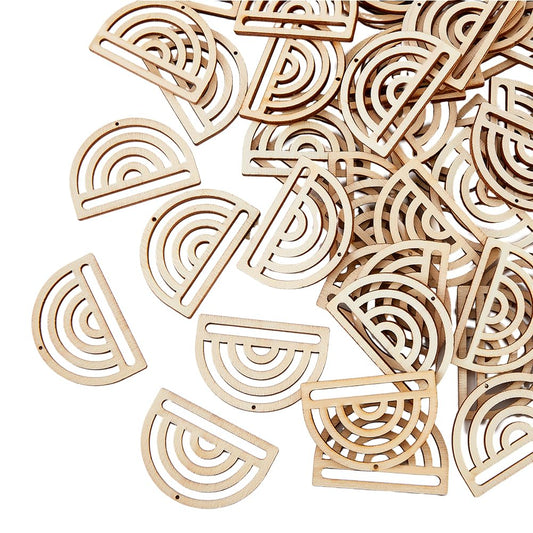 SUPERFINDINGS 100Pcs Macrame Earring Blanks Wood Earring Findings Rainbow Unfinished Earrings Pendants for Women DIY Craft Necklaces Earrings Jewelry - WoodArtSupply