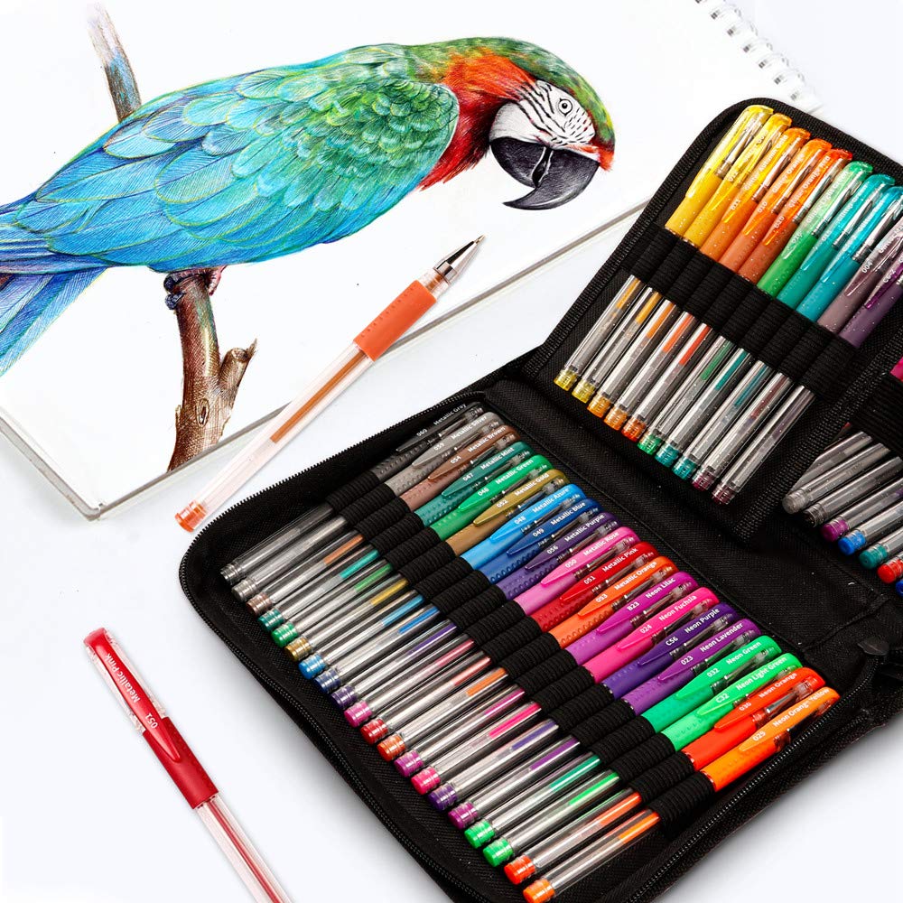 120 Pcs Coloring Gel Pens for Adult Coloring Books, 60 Glitter Pens & 60  Refills