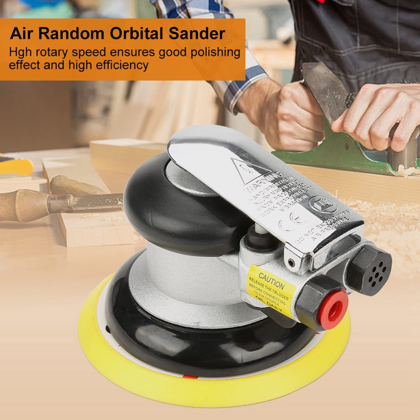 Air Sander, Air Sander AT-780 5inch/4inch Air Random Orbital Sander Round Polisher Pneumatic Hand Sanding Tool for Surface, Random Orbit Sanders (5in