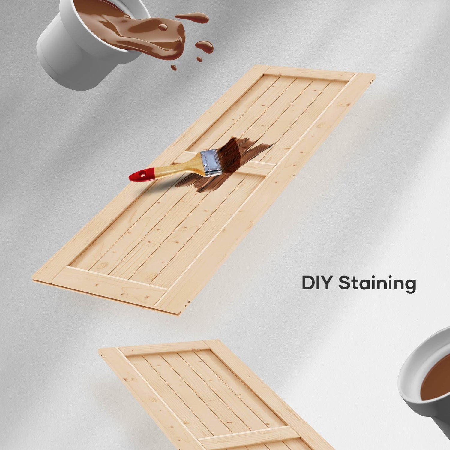 EaseLife 32in x 84in Sliding Barn Wood Door,Interior Doors,DIY Assemblely,Solid Natural Spruce Panelled Slab,Easy Install,Apply to Rooms & Storage EaseLife