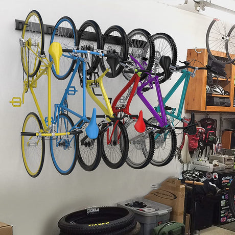 TORACK Bike Storage Rack, 6 Bike Rack Wall Mount Home and Garage Organizer, Vertical Bicycles Hanger Hooks for Indoor Space Saving TORACK