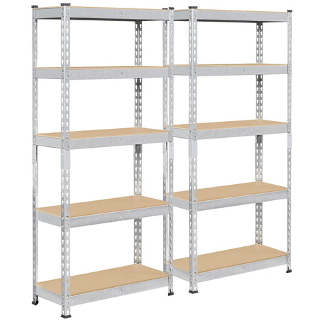 Topeakmart 2 PCS 5-Tier Utility Shelves, Metal Storage Shelves Garage Shelving Unit Adjustable Garage Storage Shelves Storage Racks Heavy Duty Shed Topeakmart