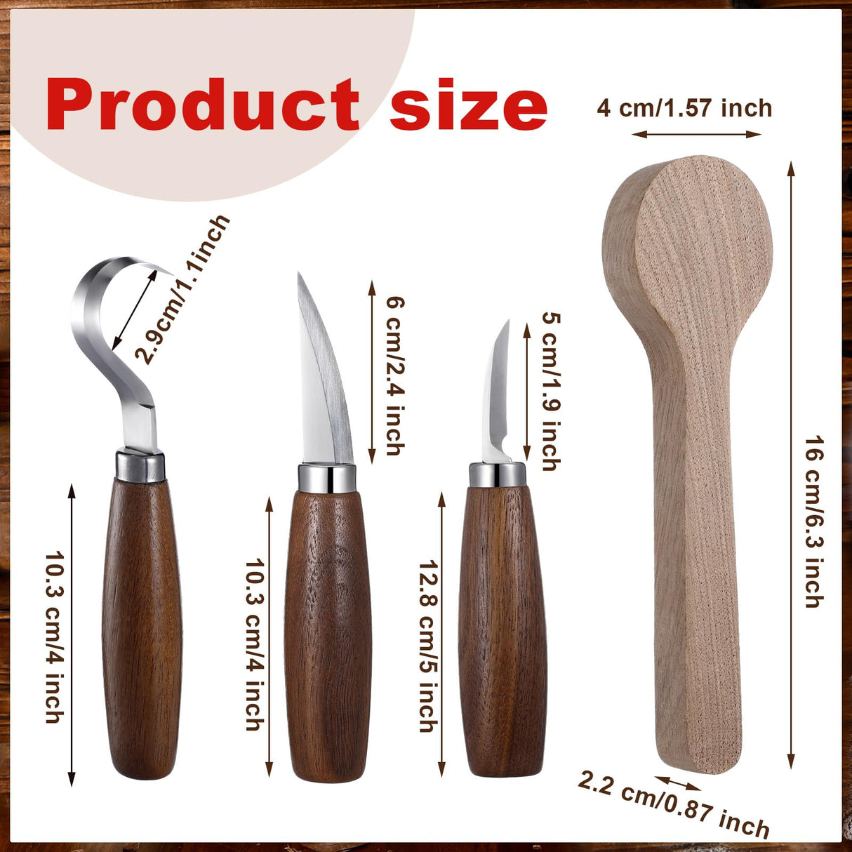 Gisafai 15 Pcs Spoon Carving Kit Wood Whittling Kit Includes 3 Wood Carving Knife 8 Wooden Spoon Blank and Gloves, Unfinished Wood Carving Spoon Kit Gisafai