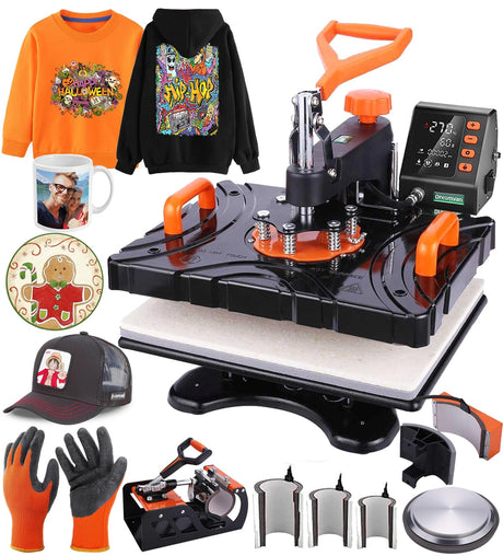 15"x12" Heat Press Machine for T Shirts Fast Heat-up, Pro 8 in 1 Heat Transfer Machine Tshirt Printing Machine for Tshirts Mug Cap Plate,Digital Wesoky