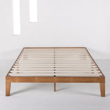 Mellow Classic 12" Natural Solid Wood Platform Bed Frame - Queen Size, No Box Spring Needed Mellow