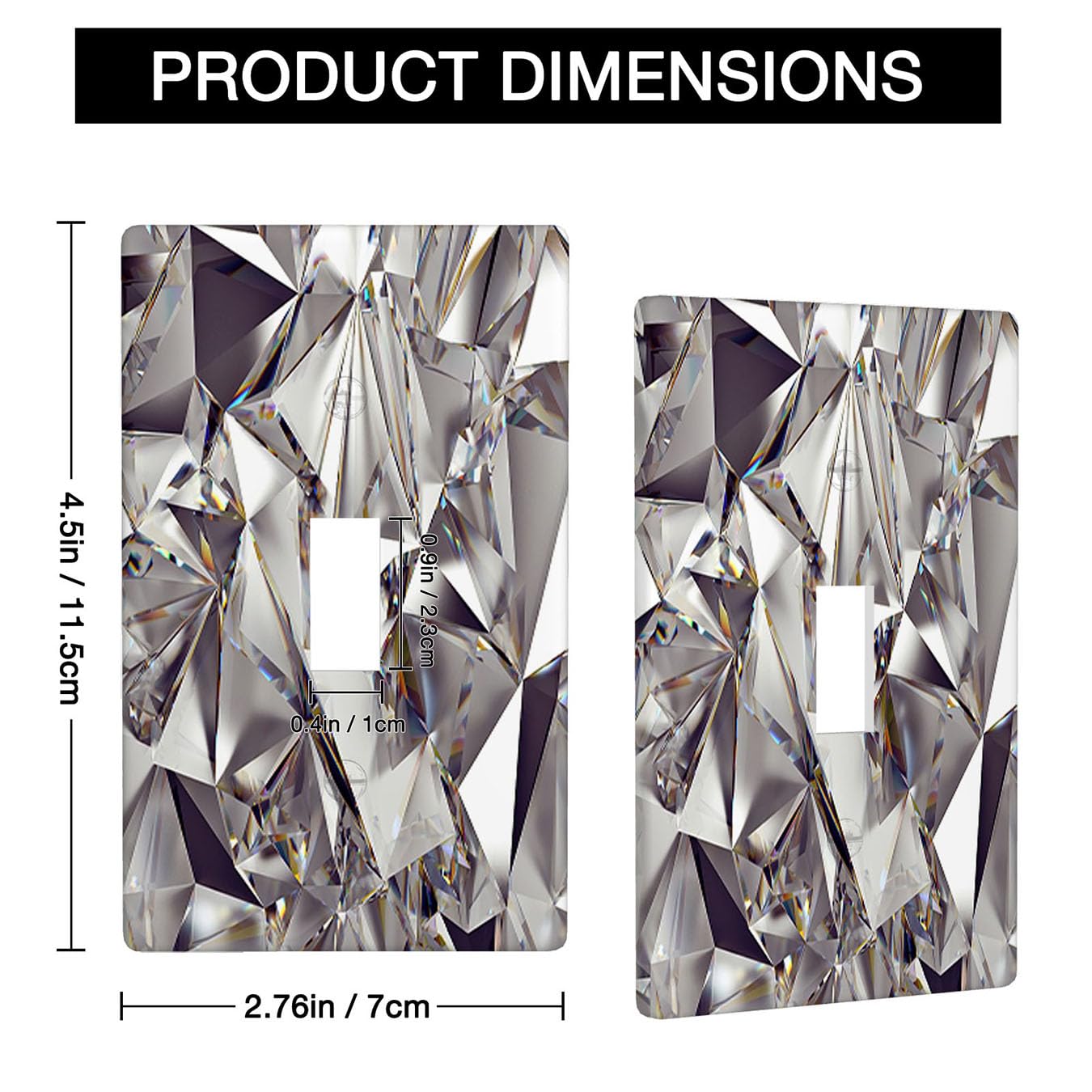 Moslion Diamond Shine 1-Gang Toggle Wall Plate 3D Shining Crystal Sparkle Light Switch Plug Covers Home Kitchen Bathroom Bedroom Decor Moslion