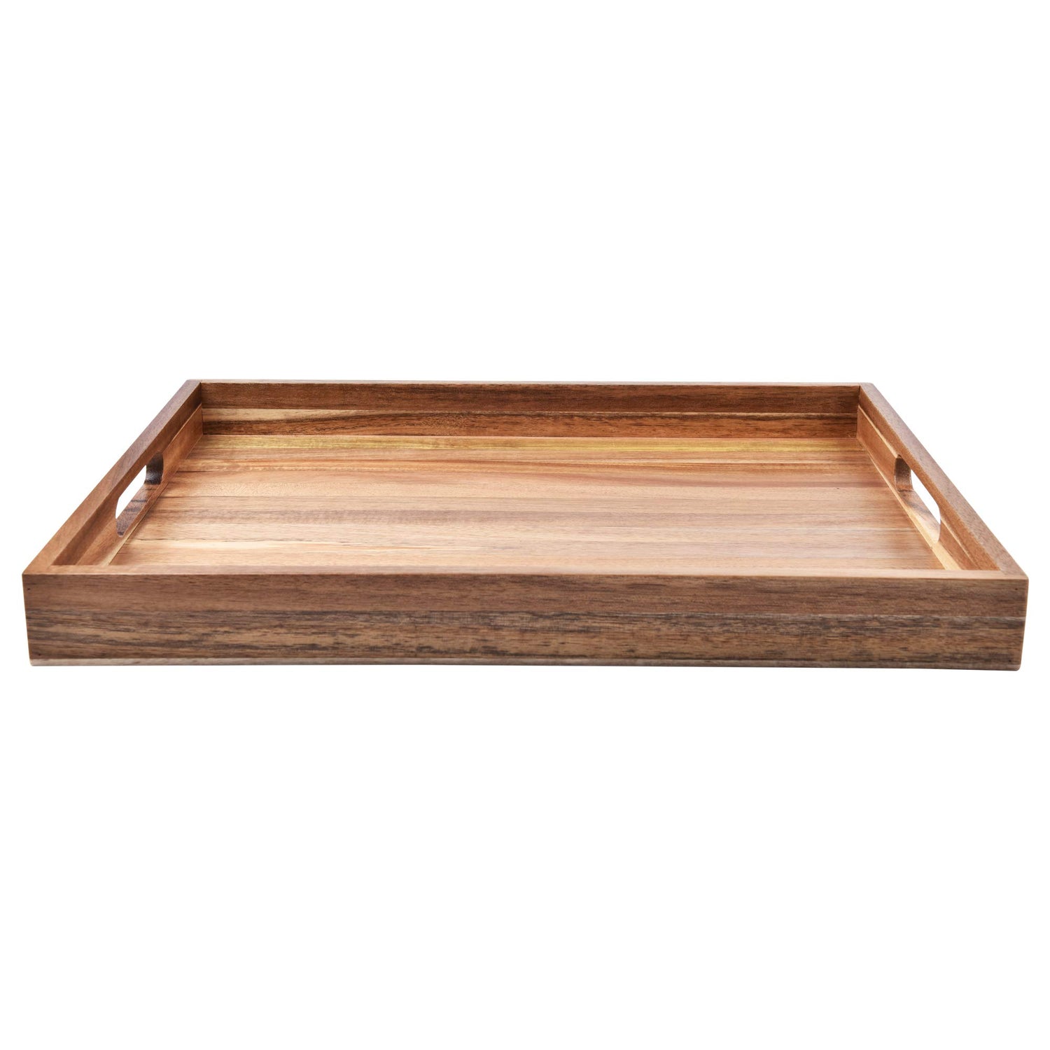 Acacia Wood Serving Tray with Handles (17 Inches) – Decorative Serving Trays Platter for Breakfast in Bed, Lunch, Dinner, Appetizers, Patio, Ottoman, ZESPROKA