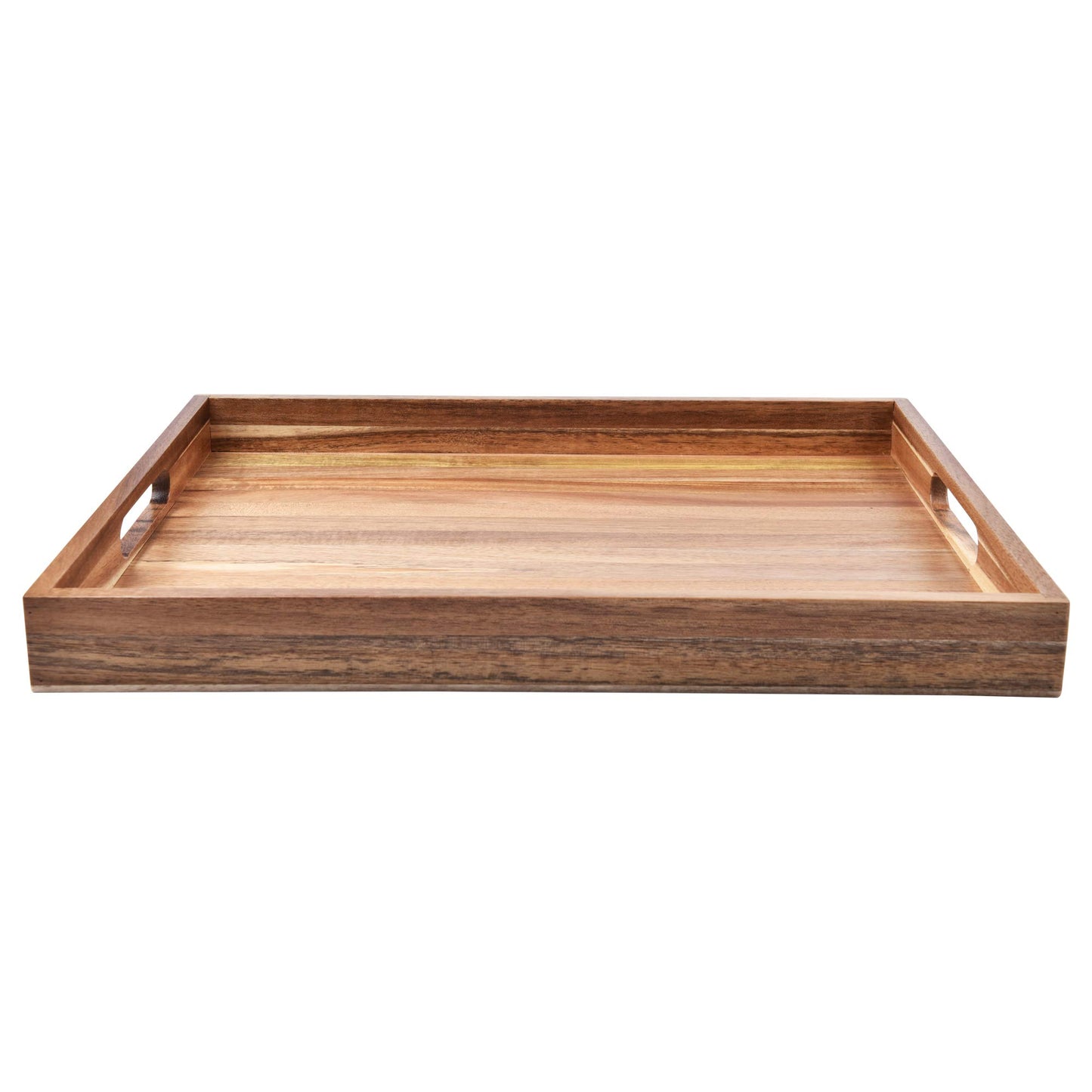 Acacia Wood Serving Tray with Handles (17 Inches) – Decorative Serving Trays Platter for Breakfast in Bed, Lunch, Dinner, Appetizers, Patio, Ottoman,