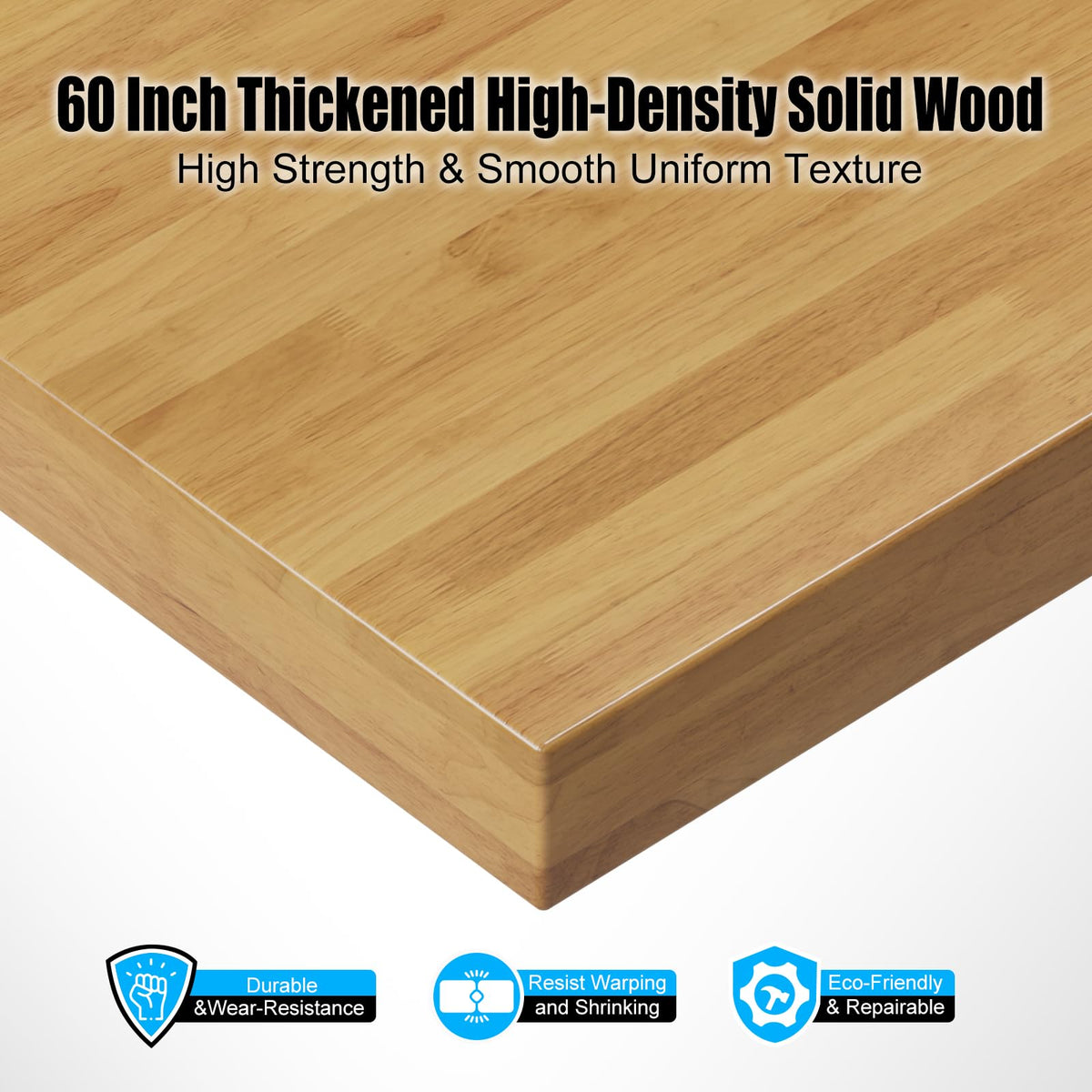 60” Heavy-Duty Solid Wood Work Bench Work Table with Wheels, Adjustabl ...