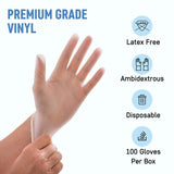 Dre Health Medium Clear Vinyl Medical Exam Gloves - Pack of 100 Dre Health