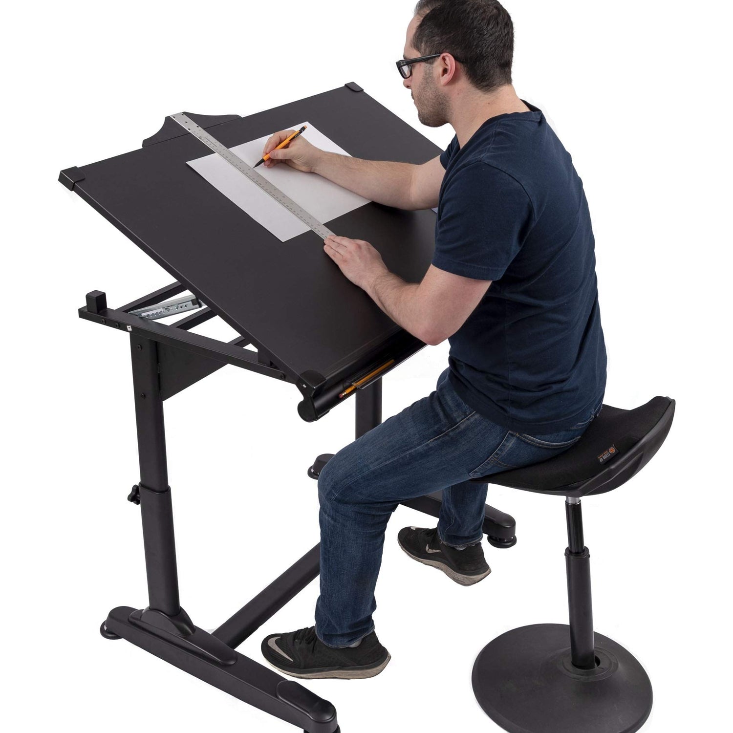 Stand Up Desk Store Adjustable Height and Angle Drafting Table Drawing Desk with Large Surface (Black Frame/Black Top, 40" W X 26" D) S Stand Up Desk Store