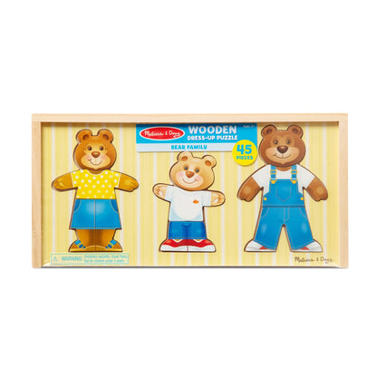 Melissa & Doug Mix 'n Match Wooden Bear Family Dress-Up Puzzle With Storage Case (45 pcs) - Wooden Teddy Bear Puzzle, Sorting And Matching Puzzles - WoodArtSupply