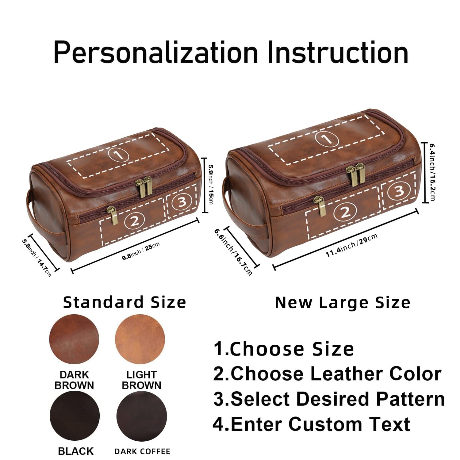 Personalized Leather Toiletry Bag For Men with Hook, Groomsmen Gifts Travel Bag Laser Engraved Name Monogram Leather Gift Anniversary Gift For Him Bleggeit