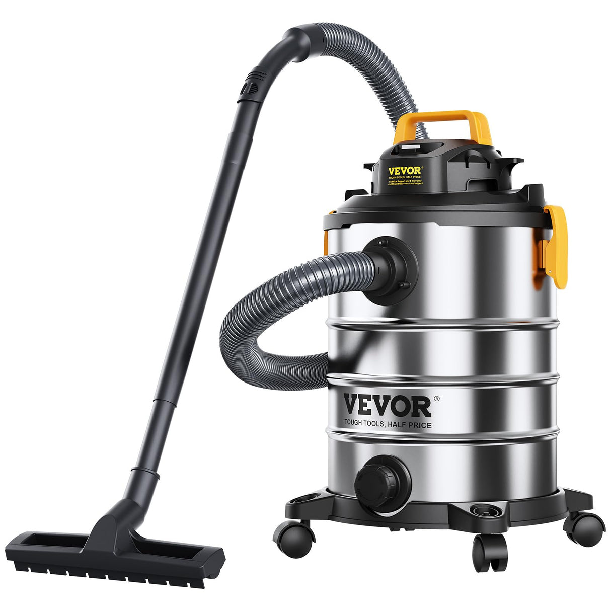 VEVOR Stainless Steel Wet Dry Shop Vacuum, 8 Gallon 6 Peak HP Wet/Dry Vac, Powerful Suction with Blower Function with Attachments 2-in-1 Crevice VEVOR