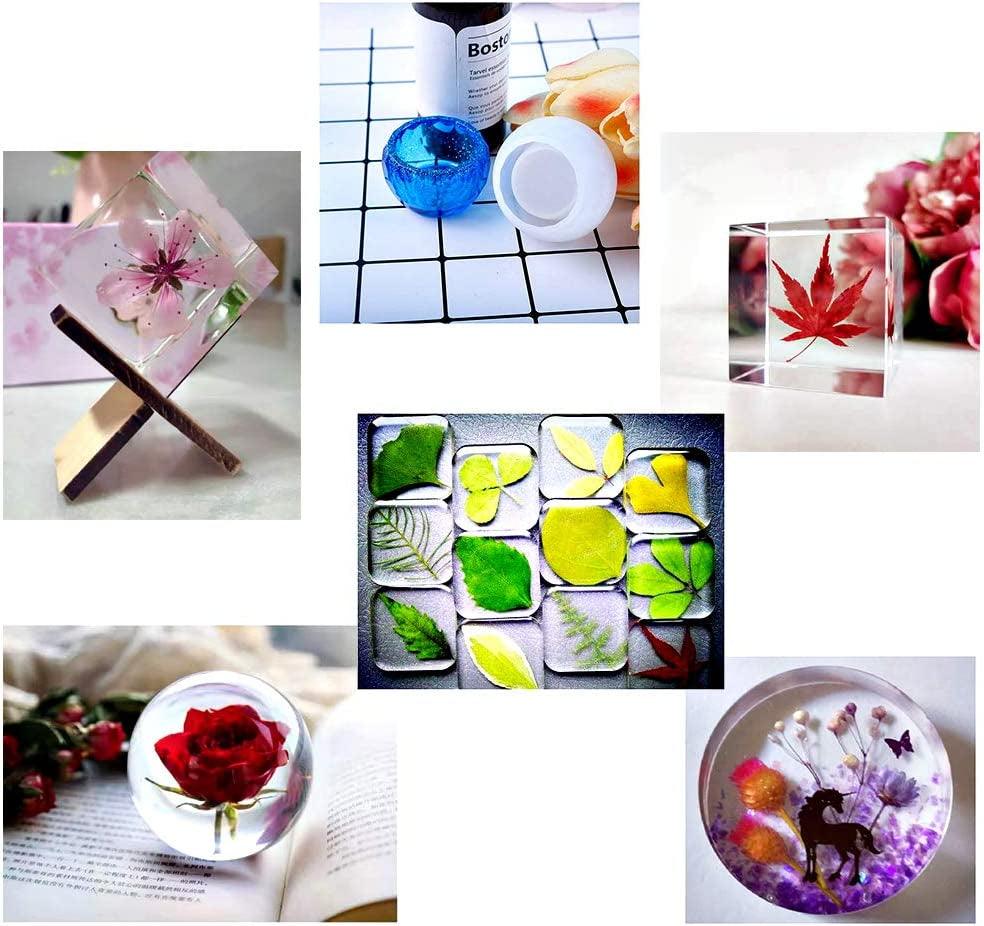 Silicone Resin Molds 8 Pcs Resin Epoxy Casting Molds with Coaster, Pyramid,  Sphere, Cube, Square, Round for Casting Resin Dried Flowers, UV Resin