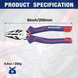 WORKPRO 8" Linesman PRO Screw Extractor Pliers(Combination Pliers) with Unique Non-slip Jaws, Stripped Screw Remover Tool, Lineman Pliers for Quickly WORKPRO