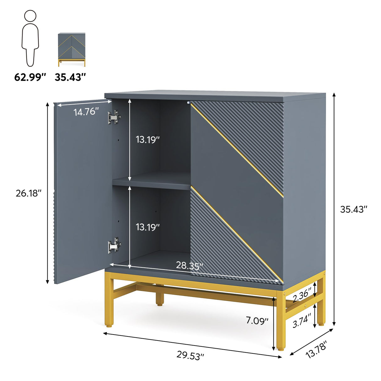 Tribesigns 59 in. Sideboard Storage Cabinet, Multi-Purpose Floor Cabinet with Doors and Adjustable Shelves, Modern Wood Buffet Cabinet for Living Tribesigns