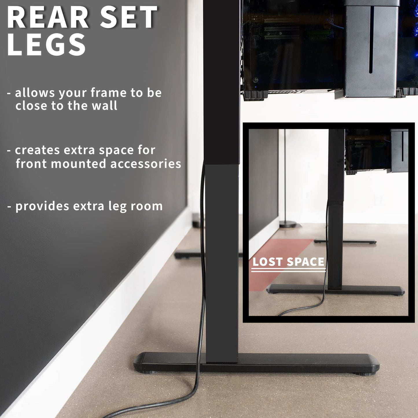 VIVO Electric Stand Up Desk Frame Workstation with Rear-Set Legs, Frame Only, Single Motor Ergonomic Standing Height Adjustable Base with Memory