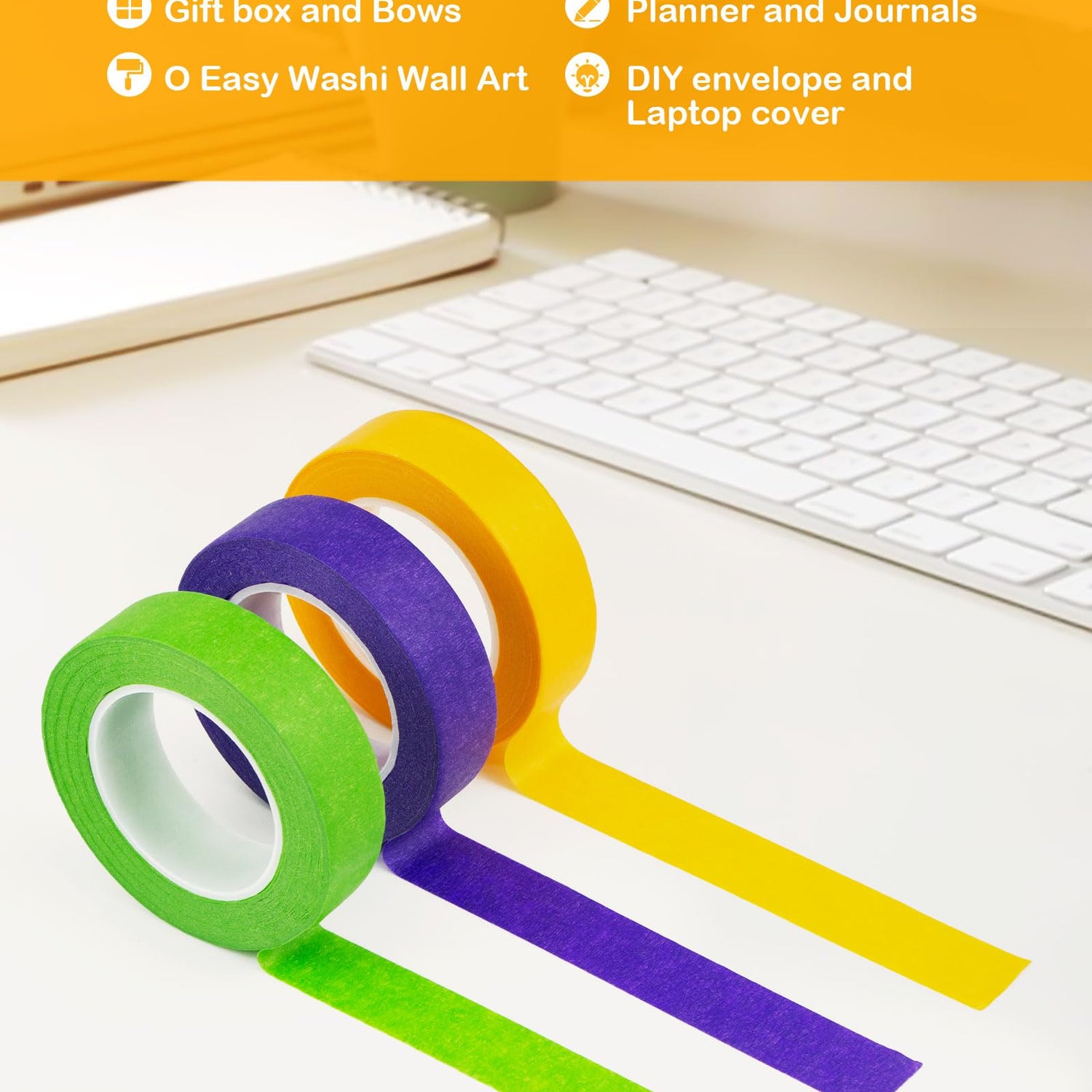 XEHAHOSH Upgrade Colored Masking Tape 0.65 in x 45 Ft x 3 Roll. Colored Tape Set. Suitable for DIY Supplies, Enhanced Viscosity, Easy to Tear, No XEHAHOSH