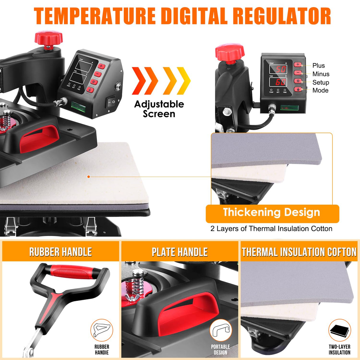 Pro Heat Press, 8 in 1 Heat Press Machine for T Shirts, 15 x 12 Inch Shirt Press Machine, 360-Degree Swing Away Heat Transfer Sublimation Shirt AKEYDIY