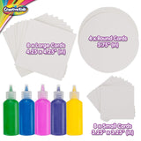 Creative Kids Spin & Paint Refill Pack - 8 x Large Cards - 8 x Small Cards - 4 x Round Cards - 5 Bottles of Colored Paint Creative Kids