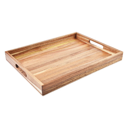 Acacia Wood Serving Tray with Handles (17 Inches) – Decorative Serving Trays Platter for Breakfast in Bed, Lunch, Dinner, Appetizers, Patio, Ottoman,