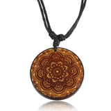 Earth Accessories Adjustable Handmade Carved Organic Wood Necklace for Women - Large Wooden Necklace with Pendant or Wood Jewelry Earth Accessories