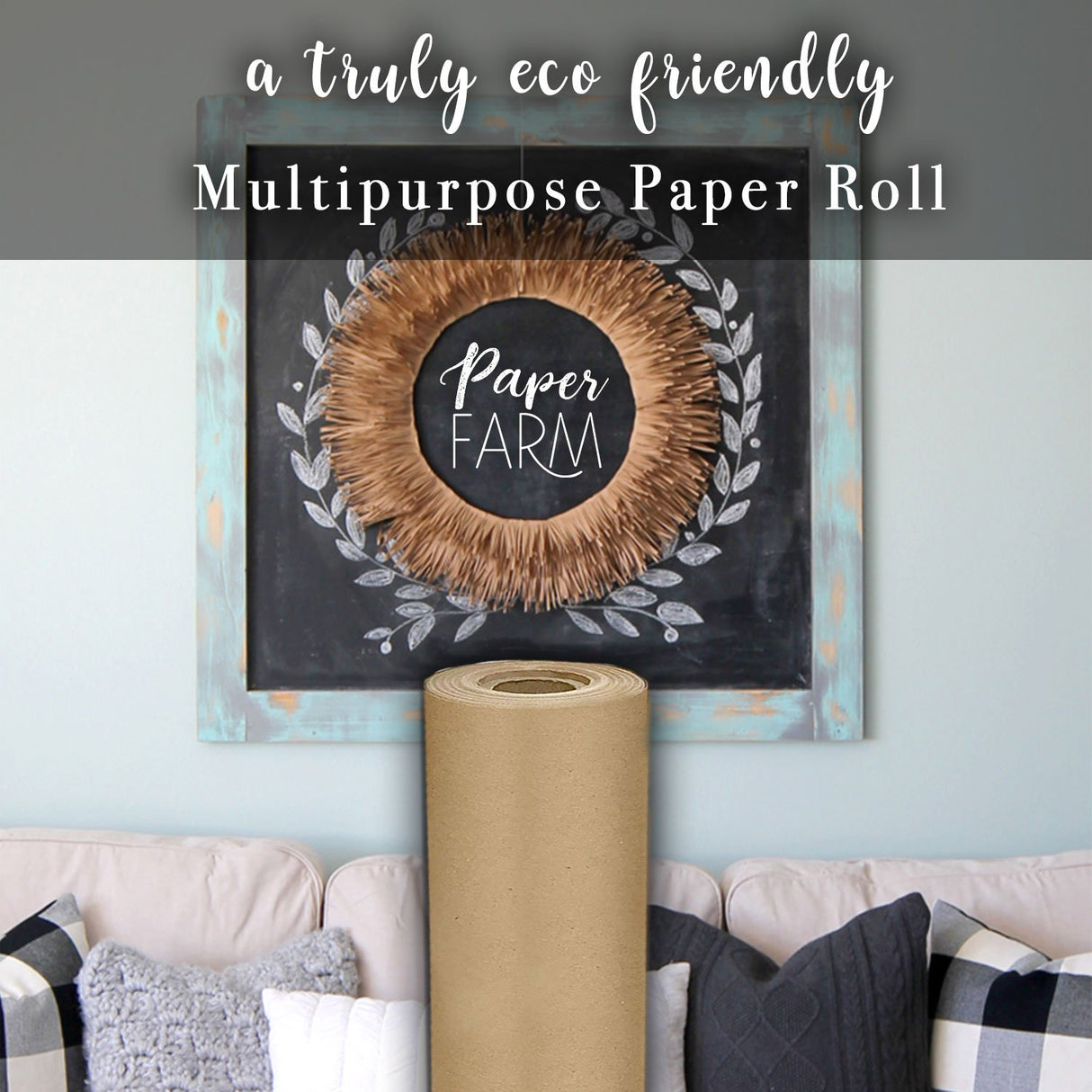 Eco Kraft Wrapping Paper Roll (Jumbo) | Biodegradable Recycled Material | Made in the USA | Multi-use: Natural Wrapping Paper, Table Runner, Moving, Paper Farm